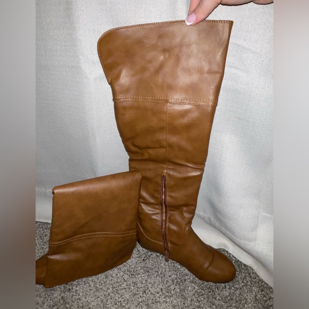 Brown leather boots